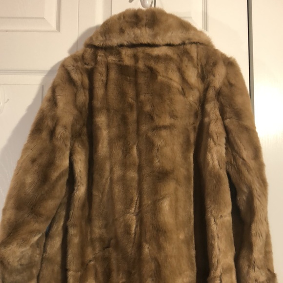 Vintage Light Brown Faux Fur Button Up Coat size 14 - Picture 5 of 15